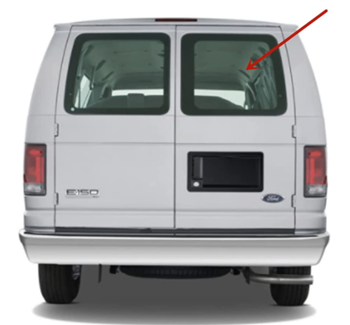2017 Ford E-Series E150 E250 E350 E450 Econoline Rear window passenger Ford Econoline Rear Passenger Side Window (1992+) – Hinged Door | Right Side - Image 2