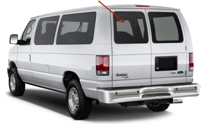 2022 Ford E-Series E150 E250 E350 E450 Econoline Rear window Ford Econoline Rear Driver Side Window (1992+) – Hinged Door | Left Side - Image 2
