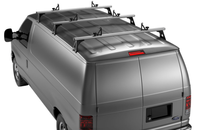 2001 Ford E-Series E150 E250 E350 Superduty Van Thule Roof Rack System Bars 3 Rail 1992-2023 Ford Econoline Thule Roof Rack System Bars 3 Rail - Image 1