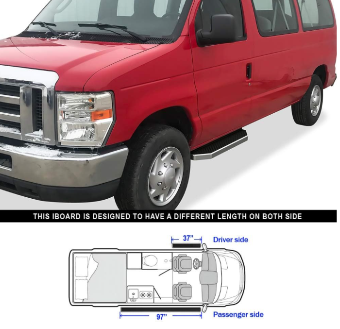 2008 Ford E-Series E-150 E-250 E-350 E-450 Van Aluminum Running Boards 1999-2014 Aluminum Running Boards - Image 2