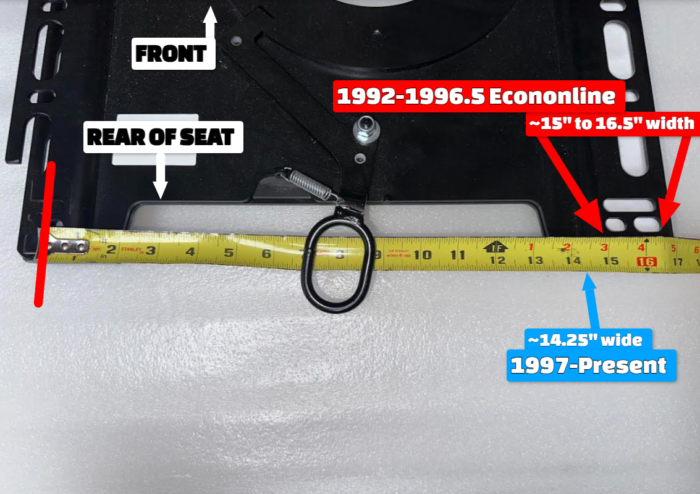 aaa HFE92 1992-1996.5 Econoline Seat Swivel Width Dimensions Ford Econoline Ford E-Series 1992-1996 Van E150 | E250 | E350 | E450 Swivel Seat Adapters Passenger |
