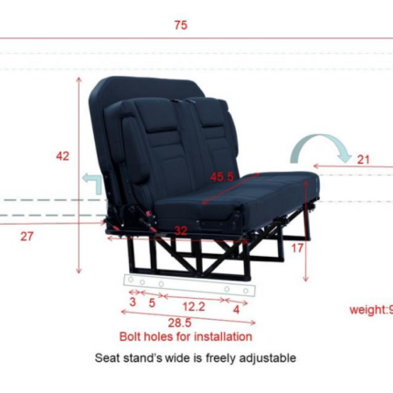 Ford E-Series Camper Van Convertible 2 Person Seat / Sleeper /Bench Folding Seat Bed