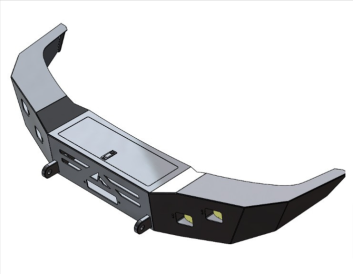 2002+ Chevy Express Front Bumper | Winch Front Bumper This is an image of the product for sale and also includes a diagram for sizing dimensions