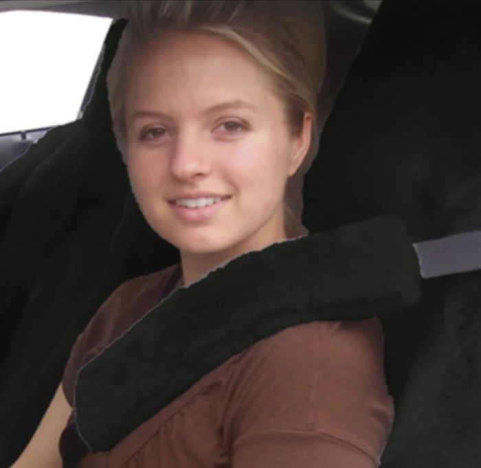 Ford-Econoline-Sheepskin-Seat-Belt-Covers This is an image of the product for sale, that shows how it is utilized