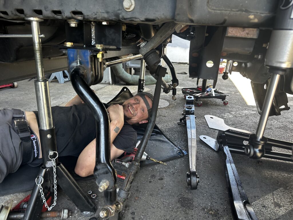 WeldTec 4" lift installed on Ford E-450 Class C RV at Country Offroad in Portland, Oregon.
